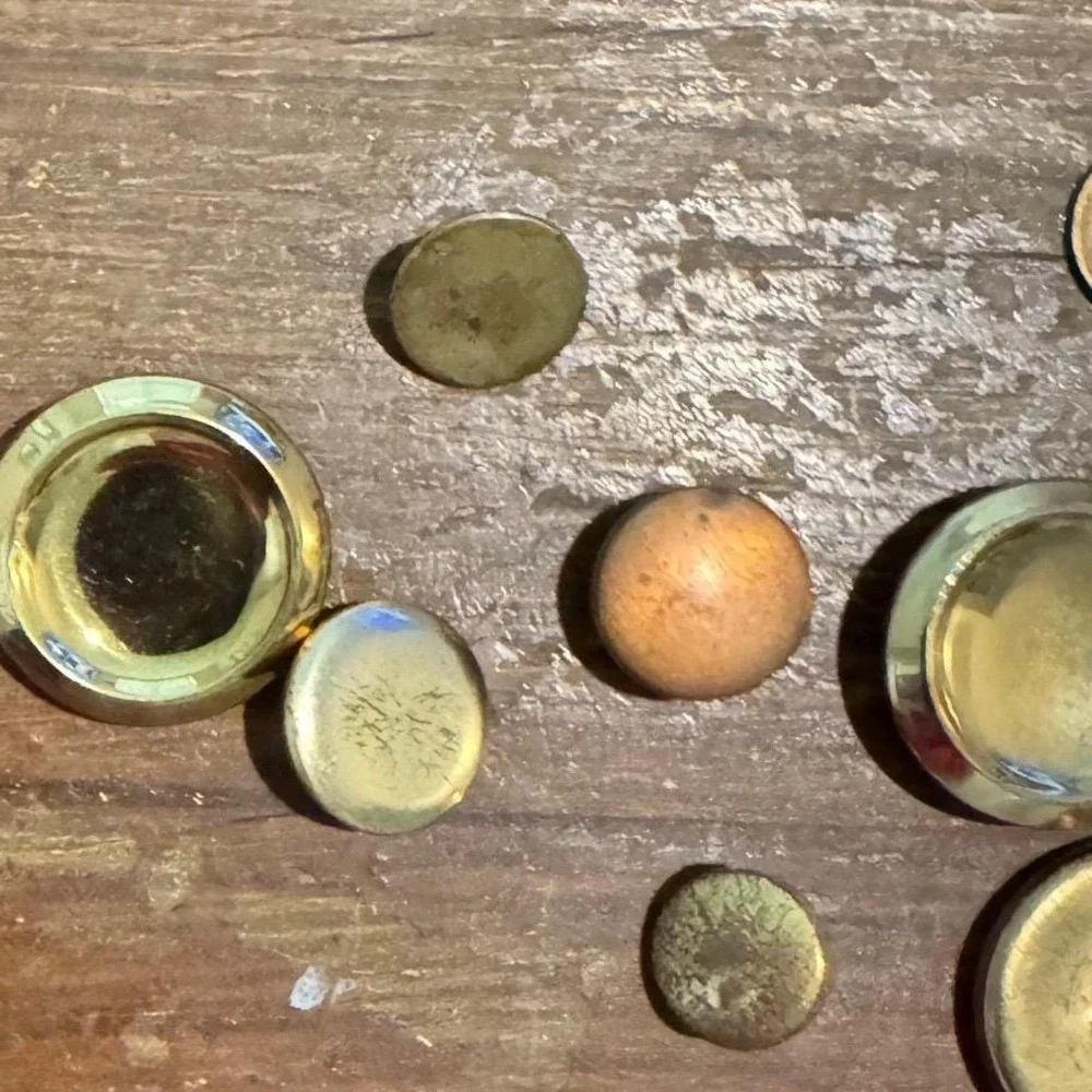 Vintage Mixed‎ Brass Gold Tone Buttons Lot Domed Blazer Flat Craft Sewing 15pc